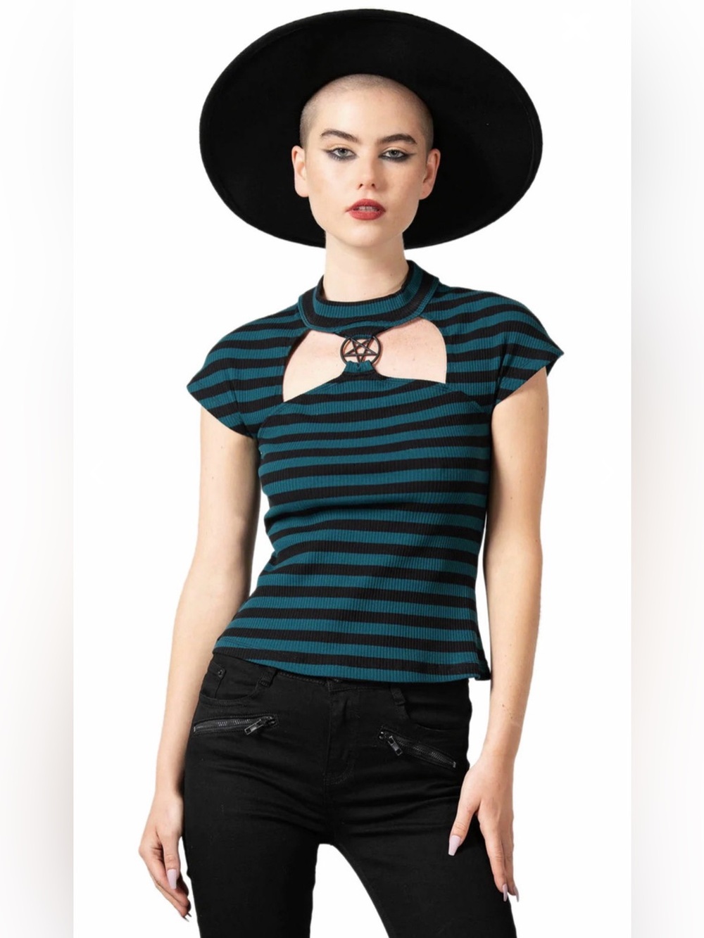 Killstar Teal & Black Lamia Top